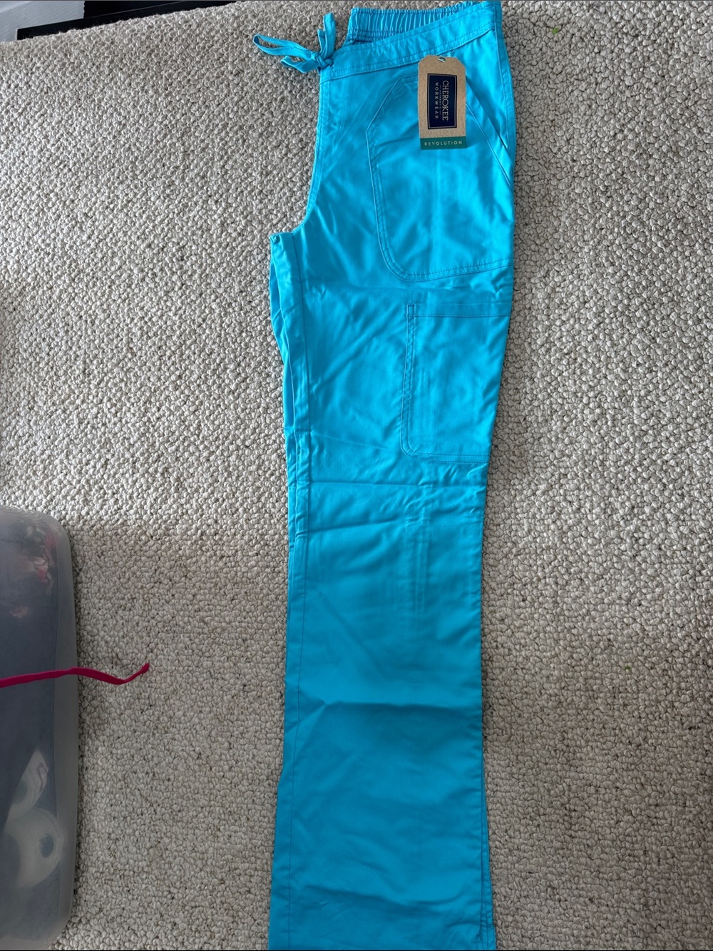 Women's Bright Teal Cargo Jogger Scrub Pants Cherokee